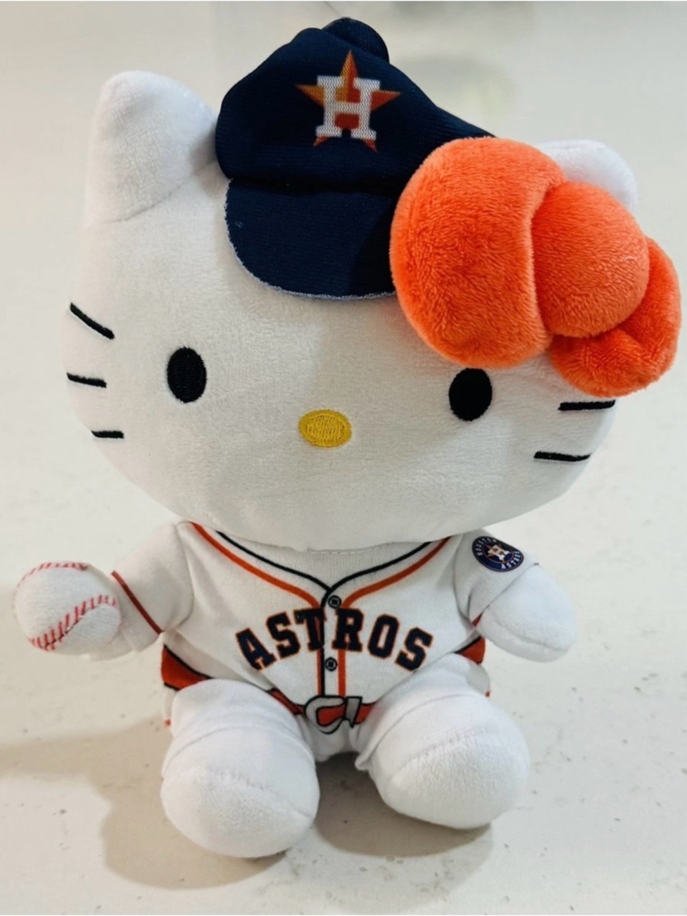 Hello Kitty Astros Plush - White, Orange & Navy
